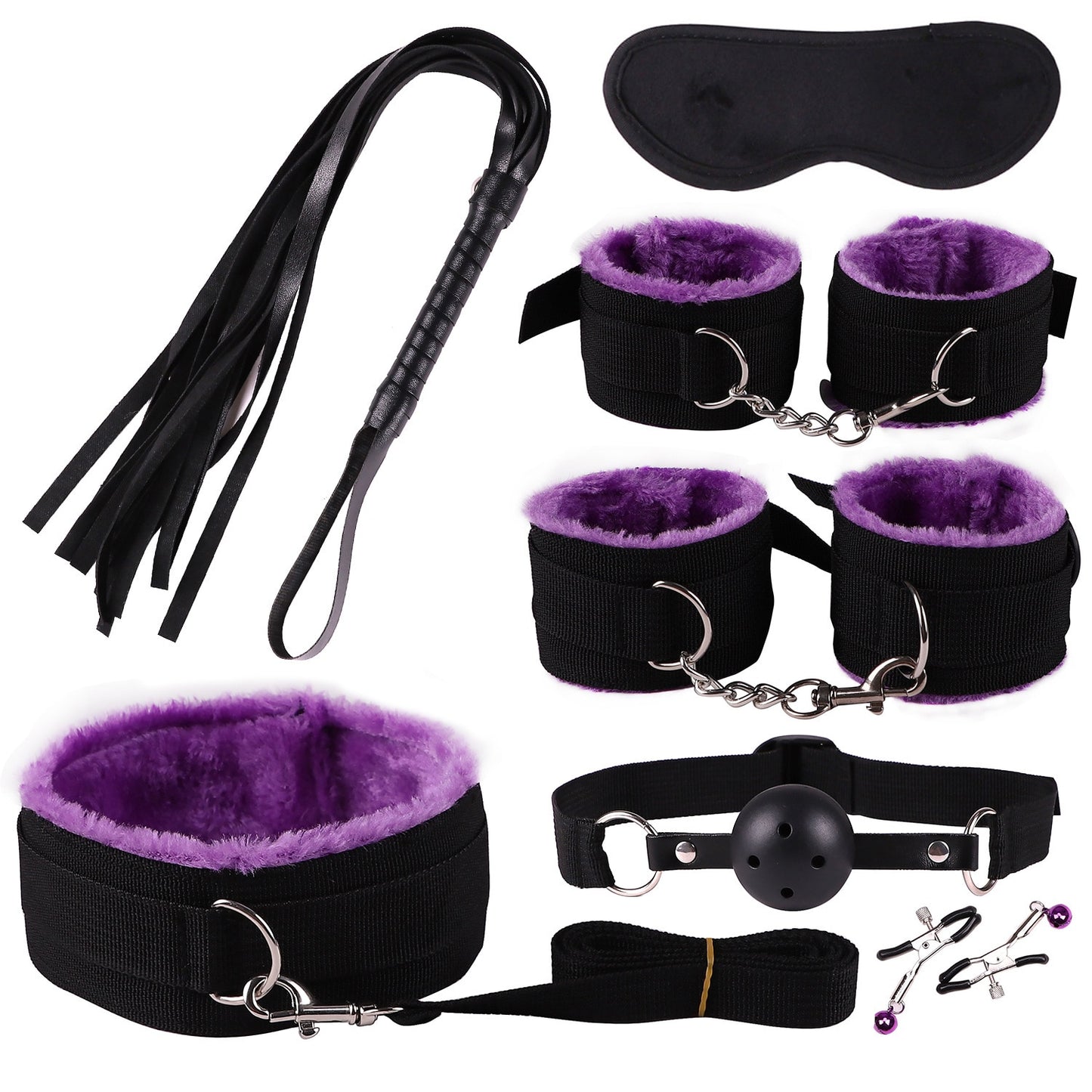 26 Pcs/set Sex Products Erotic Toys for Adults BDSM Sex Bondage Set Handcuffs Nipple Clamps Gag Whip Rope Sex Toys For Couples