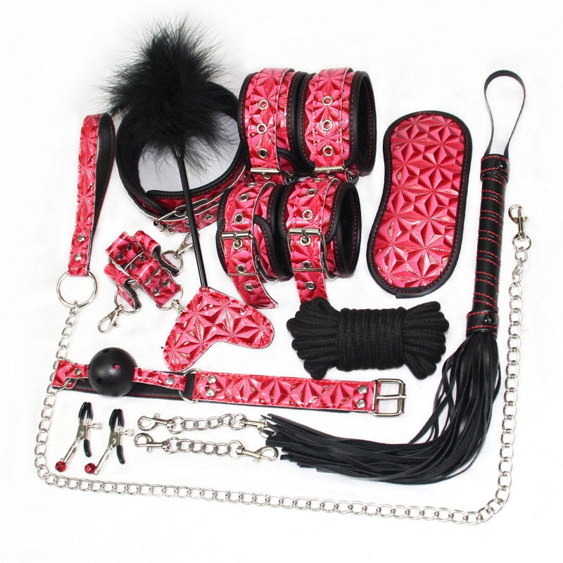 26 Pcs/set Sex Products Erotic Toys for Adults BDSM Sex Bondage Set Handcuffs Nipple Clamps Gag Whip Rope Sex Toys For Couples