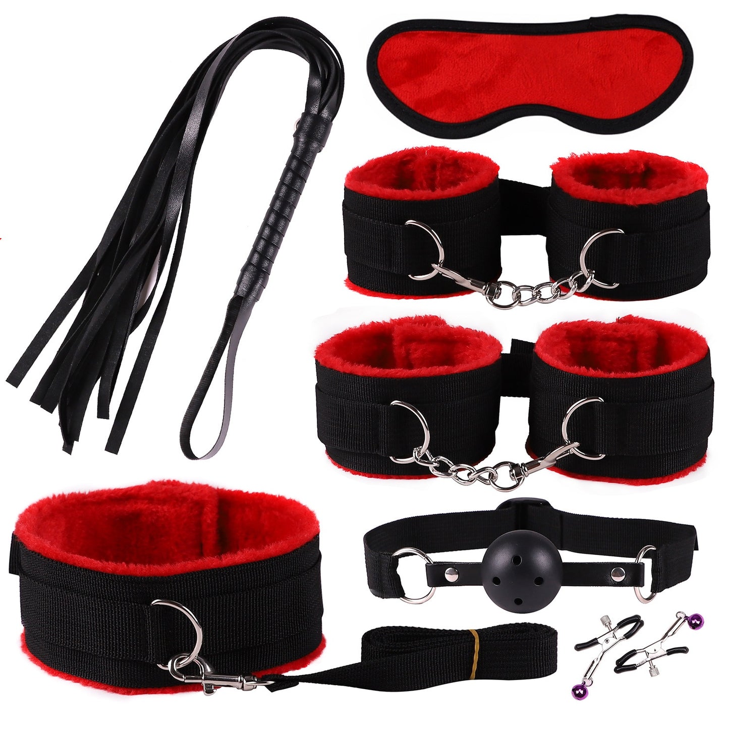 26 Pcs/set Sex Products Erotic Toys for Adults BDSM Sex Bondage Set Handcuffs Nipple Clamps Gag Whip Rope Sex Toys For Couples