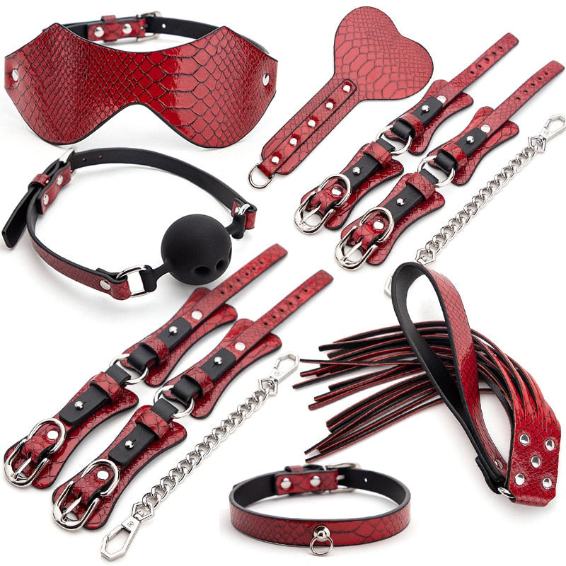 26 Pcs/set Sex Products Erotic Toys for Adults BDSM Sex Bondage Set Handcuffs Nipple Clamps Gag Whip Rope Sex Toys For Couples