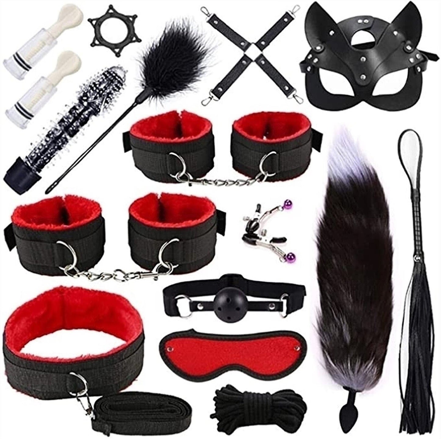 26 Pcs/set Sex Products Erotic Toys for Adults BDSM Sex Bondage Set Handcuffs Nipple Clamps Gag Whip Rope Sex Toys For Couples