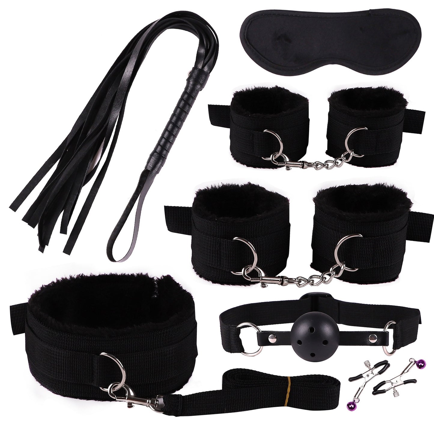 26 Pcs/set Sex Products Erotic Toys for Adults BDSM Sex Bondage Set Handcuffs Nipple Clamps Gag Whip Rope Sex Toys For Couples