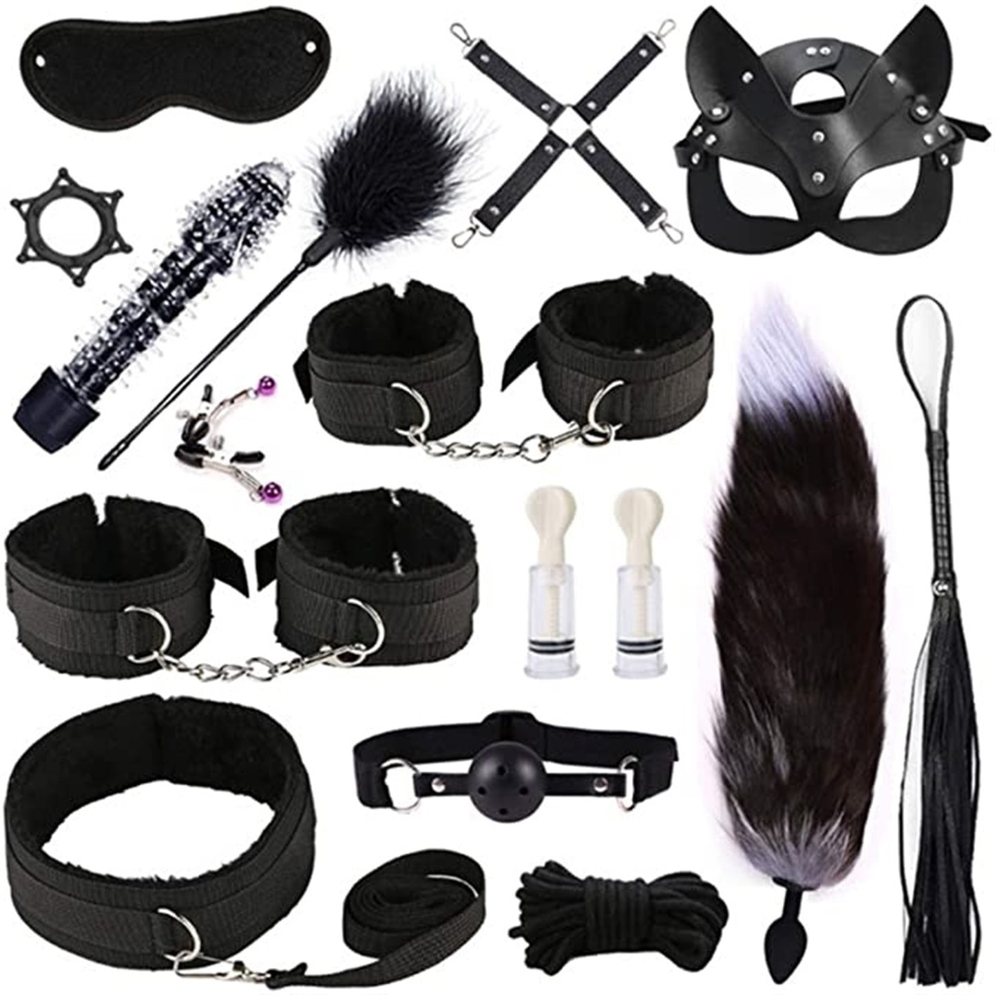 26 Pcs/set Sex Products Erotic Toys for Adults BDSM Sex Bondage Set Handcuffs Nipple Clamps Gag Whip Rope Sex Toys For Couples