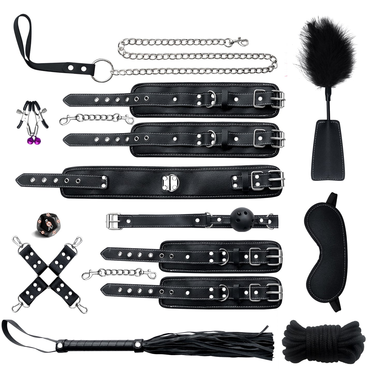 26 Pcs/set Sex Products Erotic Toys for Adults BDSM Sex Bondage Set Handcuffs Nipple Clamps Gag Whip Rope Sex Toys For Couples