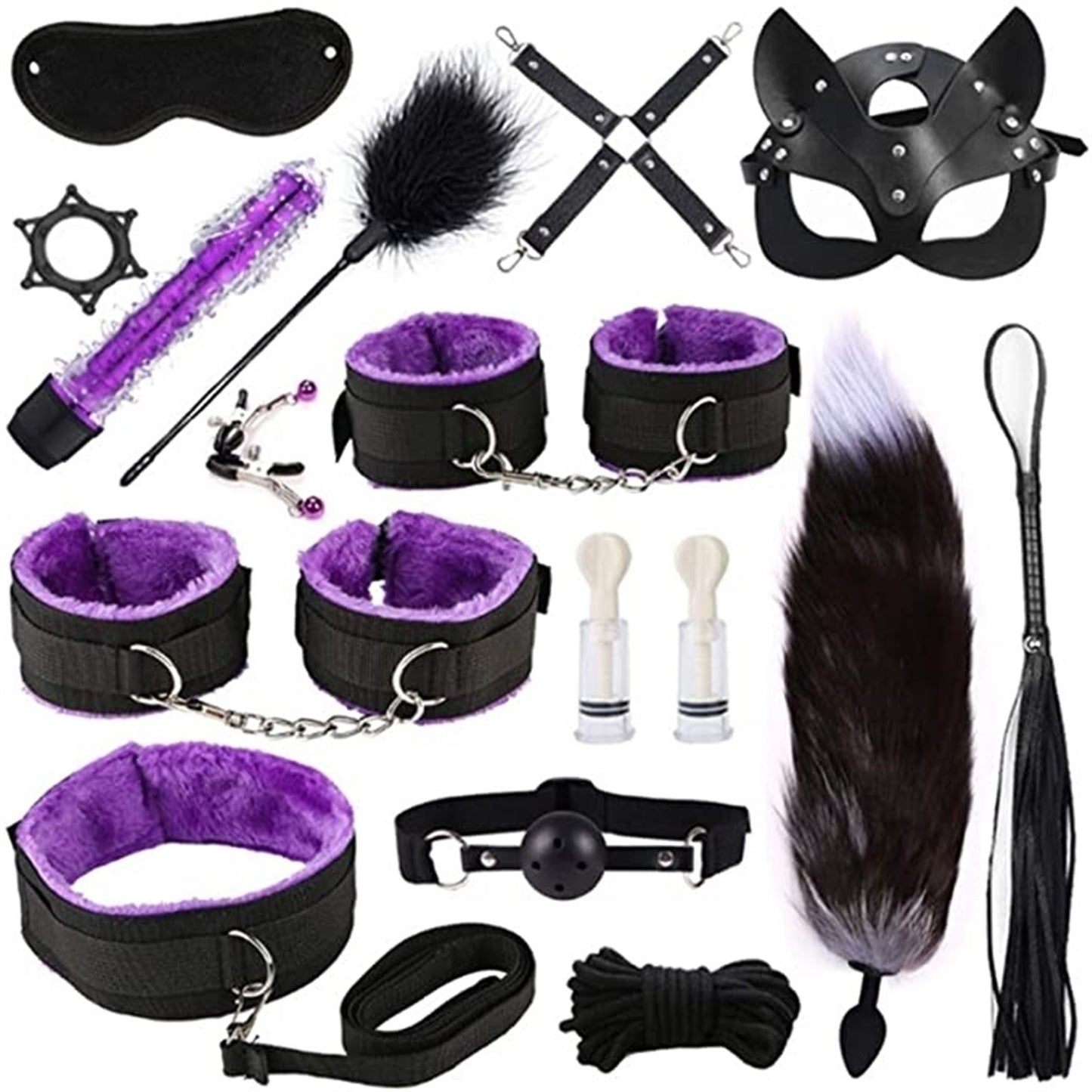 26 Pcs/set Sex Products Erotic Toys for Adults BDSM Sex Bondage Set Handcuffs Nipple Clamps Gag Whip Rope Sex Toys For Couples