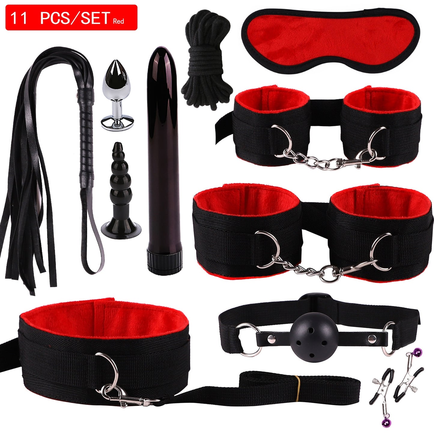 26 Pcs/set Sex Products Erotic Toys for Adults BDSM Sex Bondage Set Handcuffs Nipple Clamps Gag Whip Rope Sex Toys For Couples