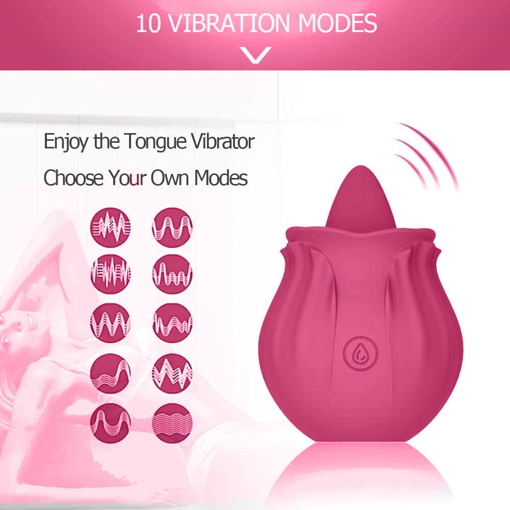 Rose Shape Dildo Toys For Women Vibarater Tongue Vibrant Licker Vagina Stimulator 10 Modes Oral Clitorals Stimulator Adullt