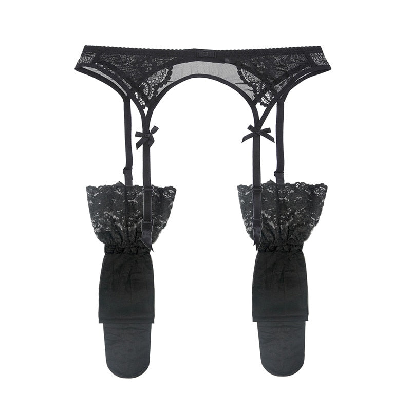 Sexy women lace Black/white Suspender Belt Wedding garter belts and  stockings 2pcs/Lot