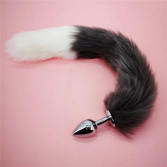 Anal Plug Faux Fox Tail Cosplay Butt Plug Anal Sex Tail Stainless Smooth Steel Butt Plug Anal Sex Toys for Woman Couples