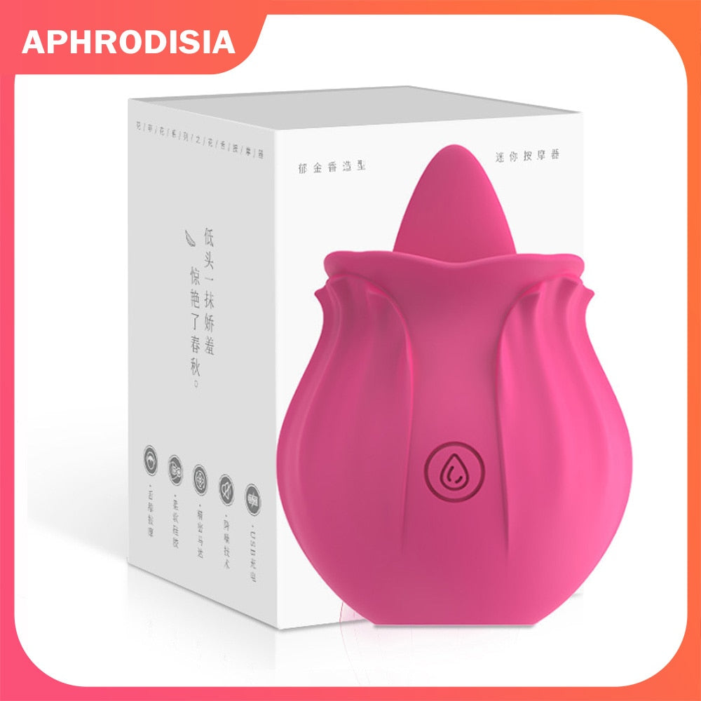 Rose Shape Dildo Toys For Women Vibarater Tongue Vibrant Licker Vagina Stimulator 10 Modes Oral Clitorals Stimulator Adullt